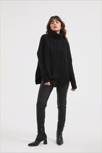 Load image into Gallery viewer, HIGH NECK CABLE KNIT SWEATER
