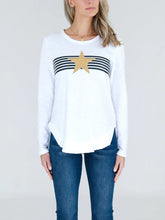 Load image into Gallery viewer, NORA GOLD STAR WITH STRIPES LS TEE

