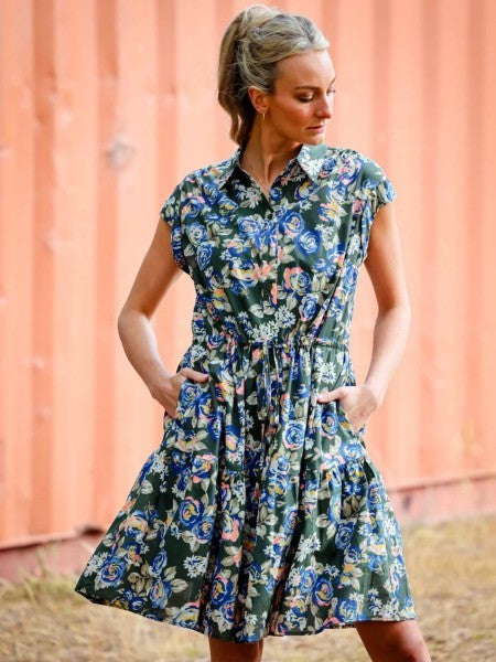 POLLY PAINTED FLORALS DRESS